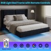 NicBex Queen Floating Bed Frame with LED Lights,Upholstered Wingback Bed Frame with Velvet Fabric Headboard,No Box Spring Needed,Easy Assembly,Gray - 3 of 4
