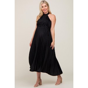 Pinkblush Black Pleated Maternity Halter Dress - 1 of 3