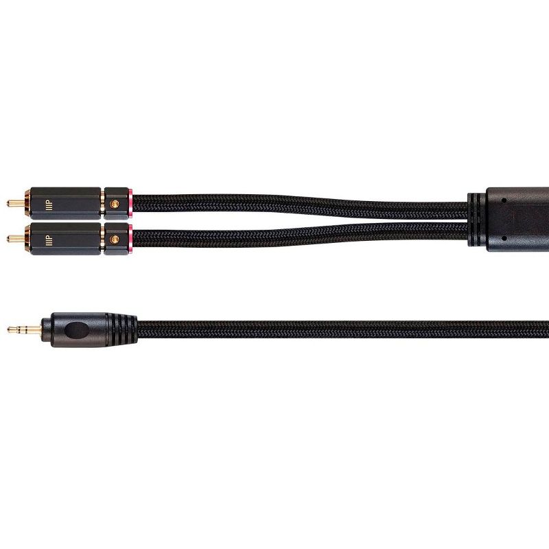 Monoprice 3.5mm to 2-Male RCA Adapter Cable - 3 Feet - Black | Gold Plated Connectors, Double Shielded With Copper Braiding - Onix Series, 2 of 7