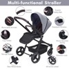 Baby Stroller, High Landscape Pushchair with Reversible Seat One Hand Fold, 4 Modes Convertible Travel System - 3 of 4