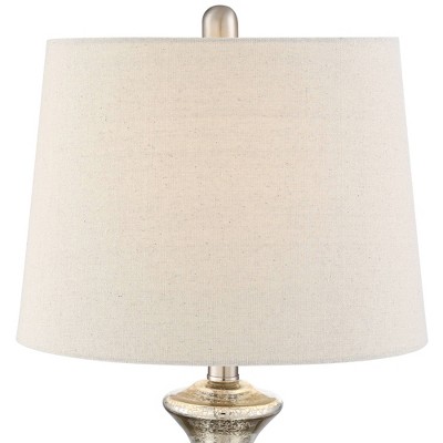 Mercury Glass Gourd Table Lamp with Oatmeal Shade