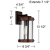 John Timberland Stan Industrial Outdoor Wall Light Fixtures Set of 2 Dark Wood Black Metal 13 1/2" Clear Glass for Post Exterior Barn - 4 of 4