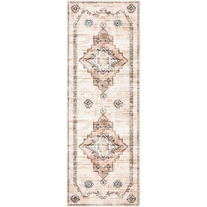 Homefires Bidjar Runner Rug 21" x 60" – Persian-Inspired Indoor/Outdoor Rug with Ornate Medallion Pattern, Durable Polypropylene Weave - 1 of 3