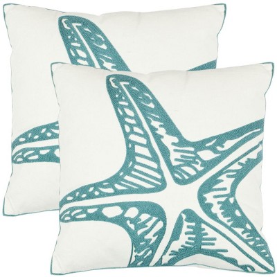 Whitney Pillow (Set of 2) - Blue - 18"X18" - Safavieh