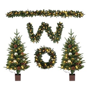 Karl Home 3PCS Garland Rattan Wreath Christmas Tree Combination Set - 1 of 1