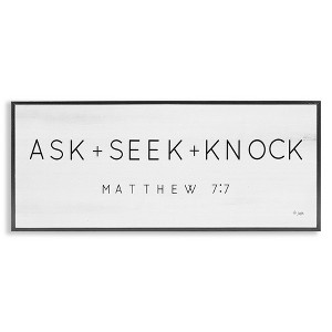 Stupell Industries Ask Seek Knock Minimal Scripture Framed Giclee Art, Black, 30" x 13" - 1 of 4