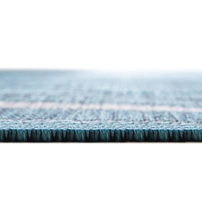 Octagon Teal Abstract Easy-Care Outdoor Rug