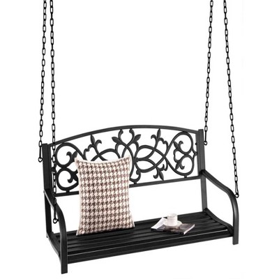 50.5"2-Person Outdoor Porch Metal Hanging Swing Chair with Sturdy Chains