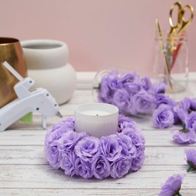 Lavender Purple Silk Mini Rose Artificial Flower Heads for Crafts