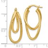 Black Bow Jewelry Polished and Textured 14k Yellow Gold Bent Double Hoop Earrings, 32mm - 4 of 4