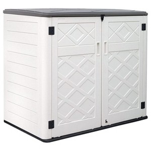 Decksplore Outdoor Storage Shed 53.15 in.x 33. 07 in.x 46. 85 in. White Resin Large Waterproof Deck Box Shed - 1 of 4
