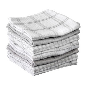 T-fal Coordinating Flat Waffle Weave Dish Cloth  Eight Pack  Gray - 1 of 4