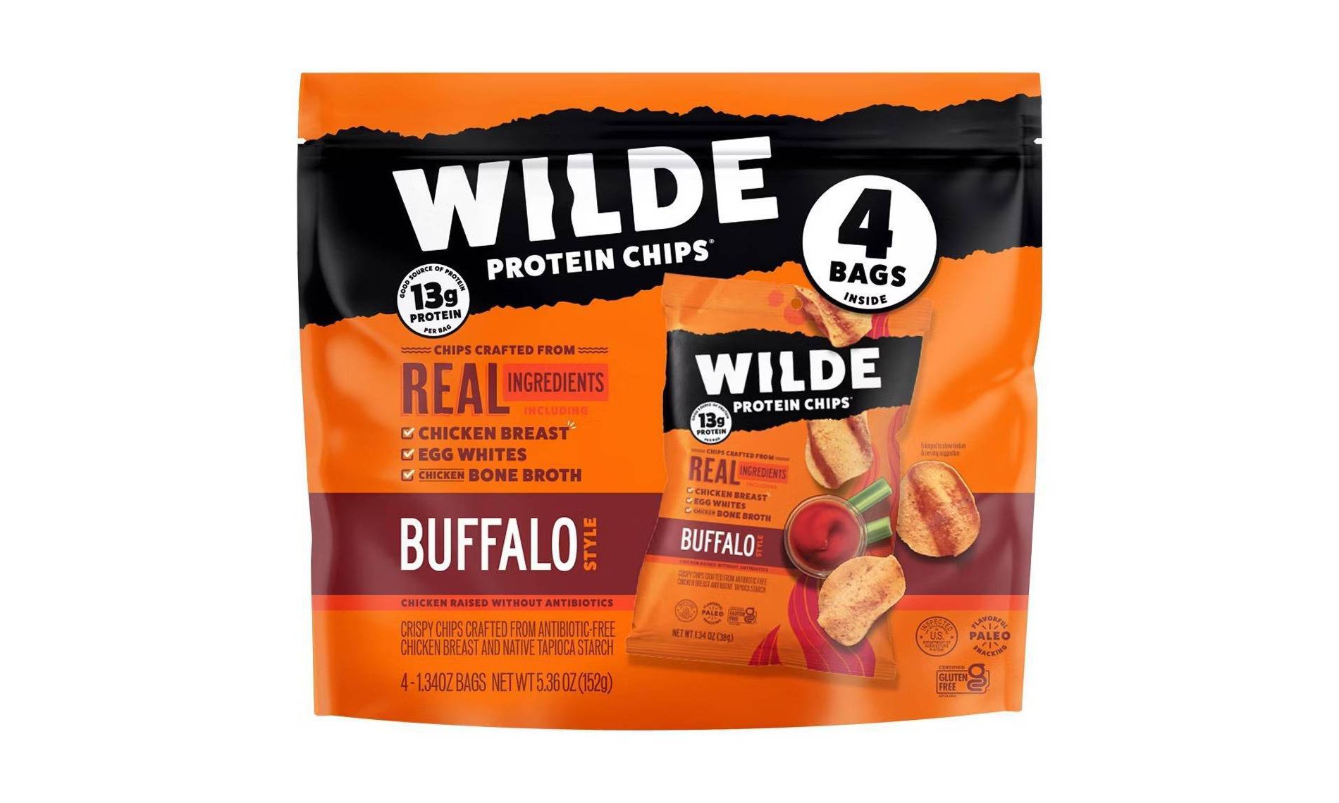 WILDE 13g Protein Chips - Buffalo - 4ct
