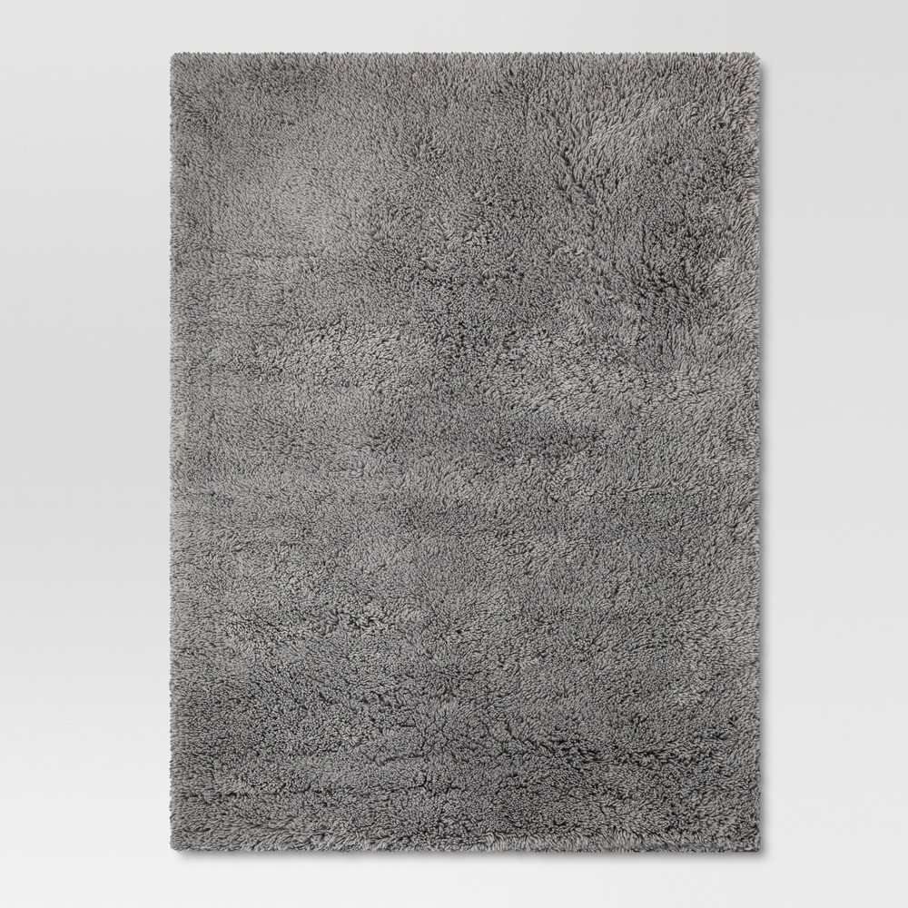 4'x5'6in Plush Shag Washable Accent Rug Gray - Room Essentials™