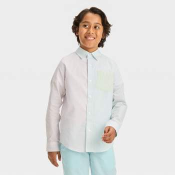 Boys' Long Sleeve Printed Poplin Button-Down Shirt- Cat & Jack™