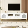78.8" Retro Modern TV Stand for 85 Inch TV with Arched Glass Doors,Media Console Cabinet for Living Room-Baofuwish - 2 of 4
