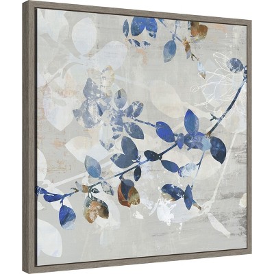 Golden Blue Abstract Canvas Wall Art Print, 22 x 22 inches