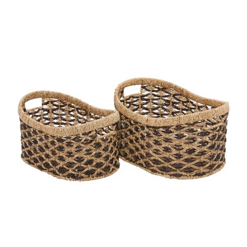 Set of 2 Contemporary Sea Grass Storage Baskets Brown - Olivia & May