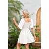 Womens Dress V Neck Tie Knot Short Flutter Sleeve Flowy Mini Dress - 3 of 3