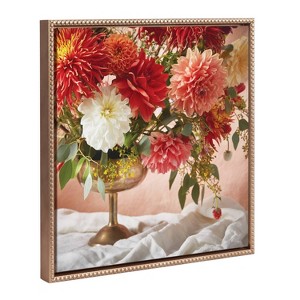 Kate & Laurel All Things Decor 22"x22" Sylvie Beaded Floral Study Rust Framed Canvas by Emiko and Mark Franzen Gold - 1 of 4