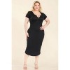 Slickblue Stretch Jersey Plus Size Bodycon Midi Dress – Flattering Fit with Split Neck in Multiple Color & Size Option - 2 of 4
