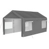 Outdoor 13×20 FT CarPort, Garage with Galvanized Steel Frame and PE Roof,  Storage Canopy Garage with Removable Sidewalls-Coolbibila - 4 of 4