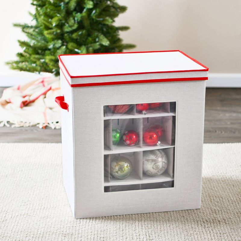 Household Essentials Ornament Storage Chest with 48 Pockets Red, 5 of 15