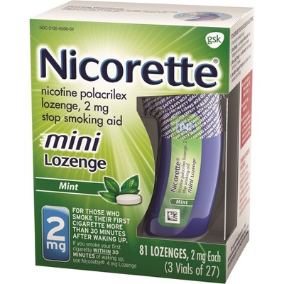 Nicorette 2mg Stop Smoking Aid Nicotine Mini Lozenge - Mint - 81ct : Target