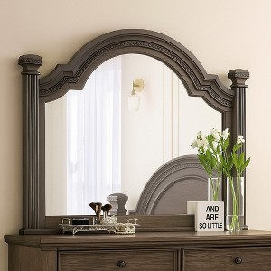 Royal Hampton Dresser Vanity Mirror, Reeded Posts, 49 Inch Gray Bell Top Frame - 1 of 4