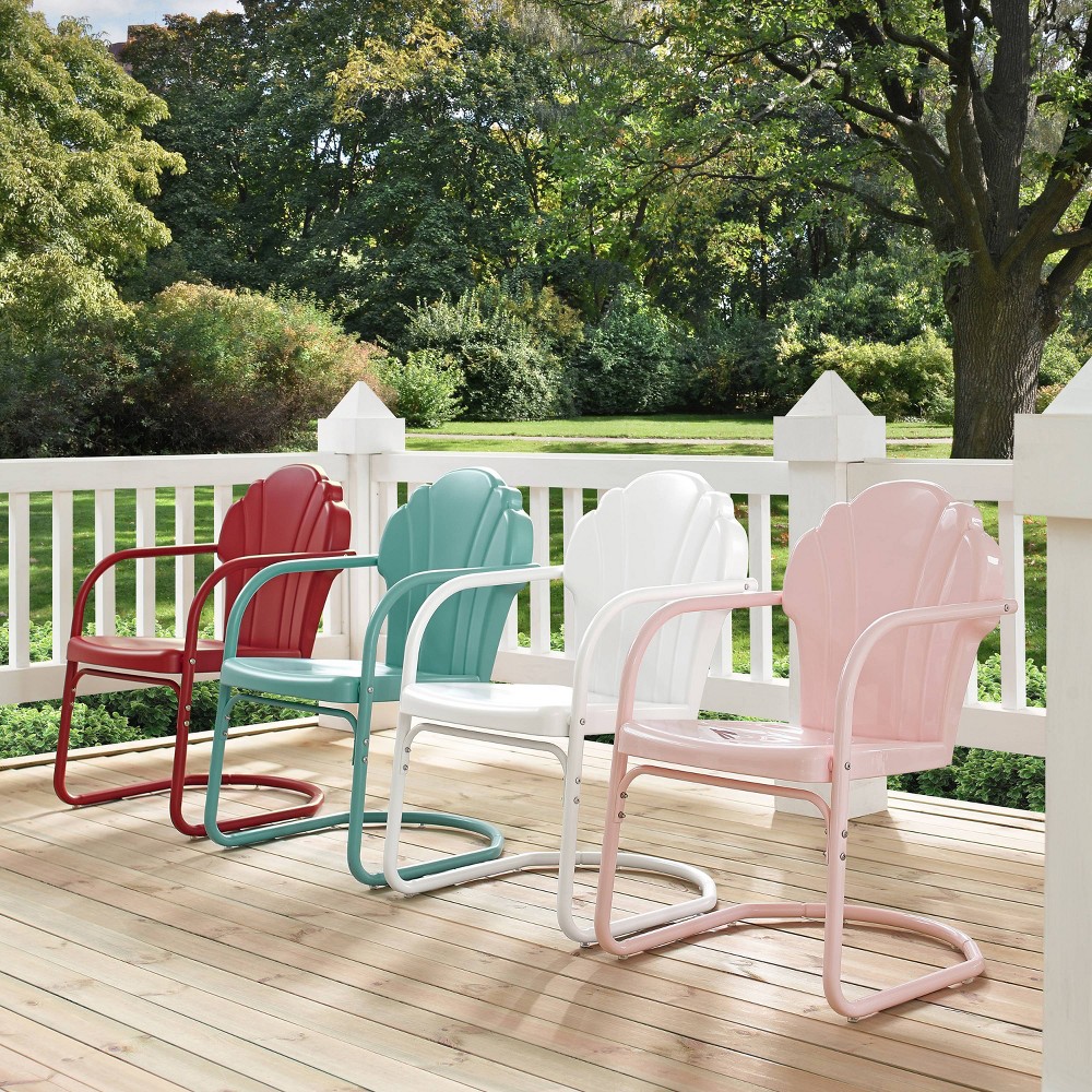 Photos - Garden Furniture Crosley 2pc Tulip Retro Metal Chair - White  