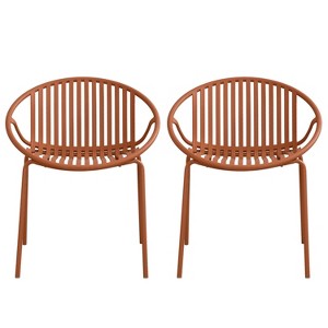 Christopher Knight Home Outdoor Modern Stackable Polypropylene and Iron Dining Chair (Set of 2) - 1 of 4