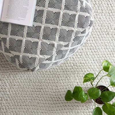 Carondelet Handcrafted Pouf in Black/Ivory - 21" Square