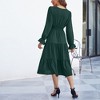 Clearlove Casual V Neck Layered Long Sleeve Wedding Guest Maxi Dresses for Women Flowy Maxi Dress - 4 of 4