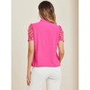 INSPIRE CHIC Women's Bow Tie V Neck Stand Collar Short Mesh Sleeve Blouse - 4 of 4