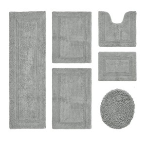 Lux Premium 100% Cotton Tufted Solid Reversible 6 PC Bath Rug Set – Ultra-Soft, Water-Absorbent, Durable, Machine Washable Bathroom Rug - 1 of 4
