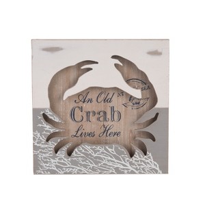 Beachcombers Cutout Old Crab Sign Wall Coastal Plaque Sign Wall Hanging Decor Decoration For The Beach 11.75 x 0.75 x 11.75 Inches. - 1 of 2
