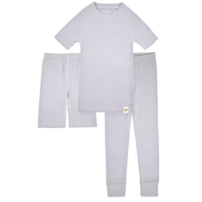 Sleep On It 100% Organic Cotton Rib Knit Snug-Fit 4-Piece and 6-Piece Pajama Sets for Boys & Girls, 4 of 5