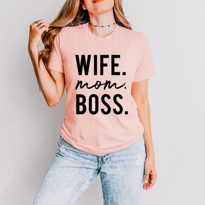 Simply Sage Market Wife Mom Boss Block Short Sleeve Tee - M - Blush