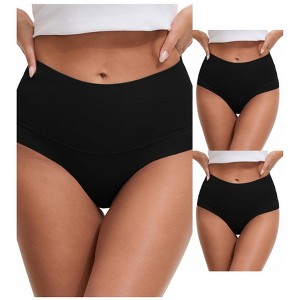 INSPIRE CHIC Women's High Waist Tummy Control Full Coverage Briefs Breathable Panties 3 Packs - 1 of 4