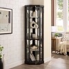 MOEPISY Corner Wine Cabinet, Elegant Glass Display Case for Living Room and Bar Storage, Black - 4 of 4