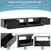 On-Trend TV Stand with Fluted Tempered Glass Doors for TVs Up to 95'', Functional Media Console with Arched Cabinet Doors - 3 of 4