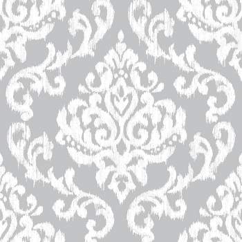 Ink Damask Grey Mist Paste the Wall Wallpaper