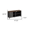 HomeRoots 47" Brown And Gray Distressed Reclaimed Wood Enclosed and Open Storage TV Stand - 3 of 4