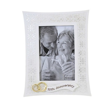 Home Decor 8.5" 50Th Anniversary Photo Frame Celebrate Marriage Wedding Love  -  Single Image Frames