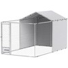 PawHut Large Outdoor Dog Kennel, Chain Link Dog Kennel Outside with Weather Resistant Cover, Rotating Bowls Door, for M&L Dogs - 4 of 4