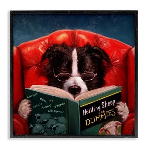 Stupell Industries Sheep Dog Reading for Dummies, 17" x 17" - 1 of 4