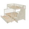 NicBex Twin over Full Bunk Bed Wooden Bed Frame with Trundle, Storage Stairs and Full Length Guardrail, No Box Spring Required - 2 of 4