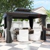 Outsunny Patio Gazebo, Netting & Curtains, 2 Tier Double Vented Steel Roof, Hardtop, Ceiling Hooks, Rust Proof Aluminum - 3 of 4