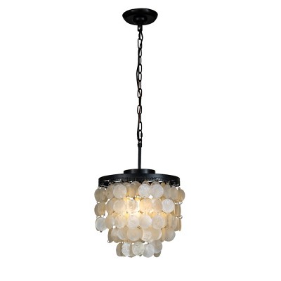 ALOADECOR 3-Light W13" Capiz Shell Chandelier Small Coastal Pendant Light
