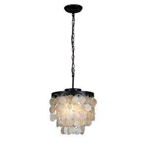 ALOADECOR 3-Light W13" Capiz Shell Chandelier Small Coastal Pendant Light - 1 of 4